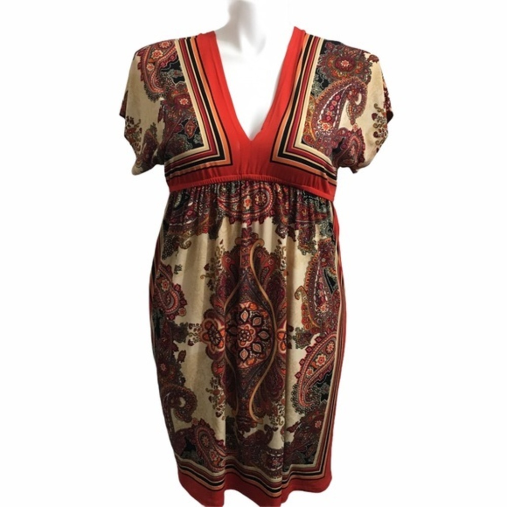 Bailey Girl paisley print satin mini dress. Sz Lg